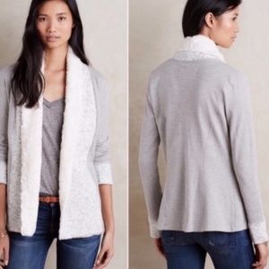 Anthropologie Saturday Sunday Fur lined Open Cardigan Gray Small